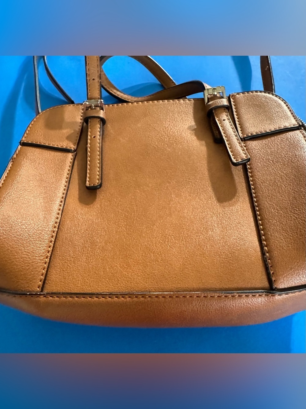 GUESS Brown/Tan Crossbody Satchel with Logo Charm - Picture 3 of 12